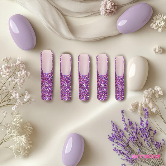 Sparkling Lavender Dream Handmade Press On Nails - Arcanus Nails