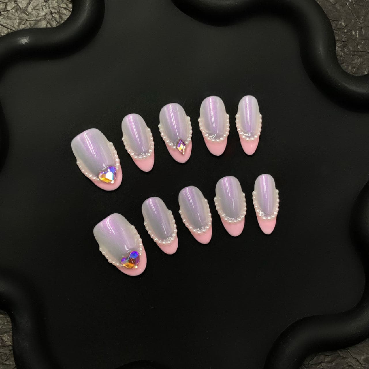 Pearl Aurora Elegance Handmade Press On Nails - Arcanus Nails