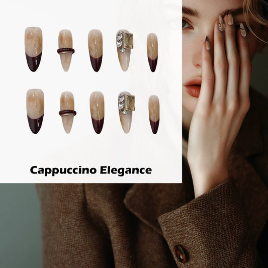 Cappuccino Elegance Handmade Press On Nails - Arcanus Nails