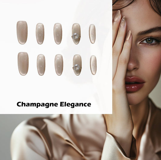 Champagne Elegance Handmade Press On Nails - Arcanus Nails