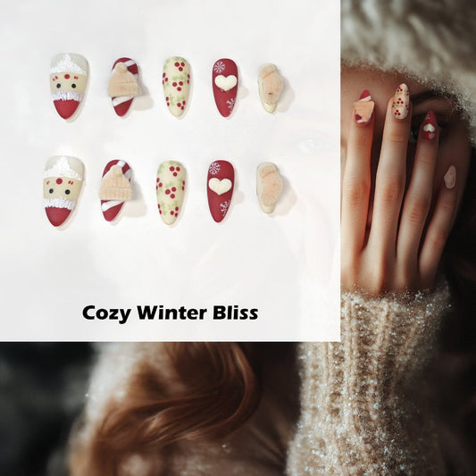 Cozy Winter Bliss Handmade Press On Nails - Arcanus Nails