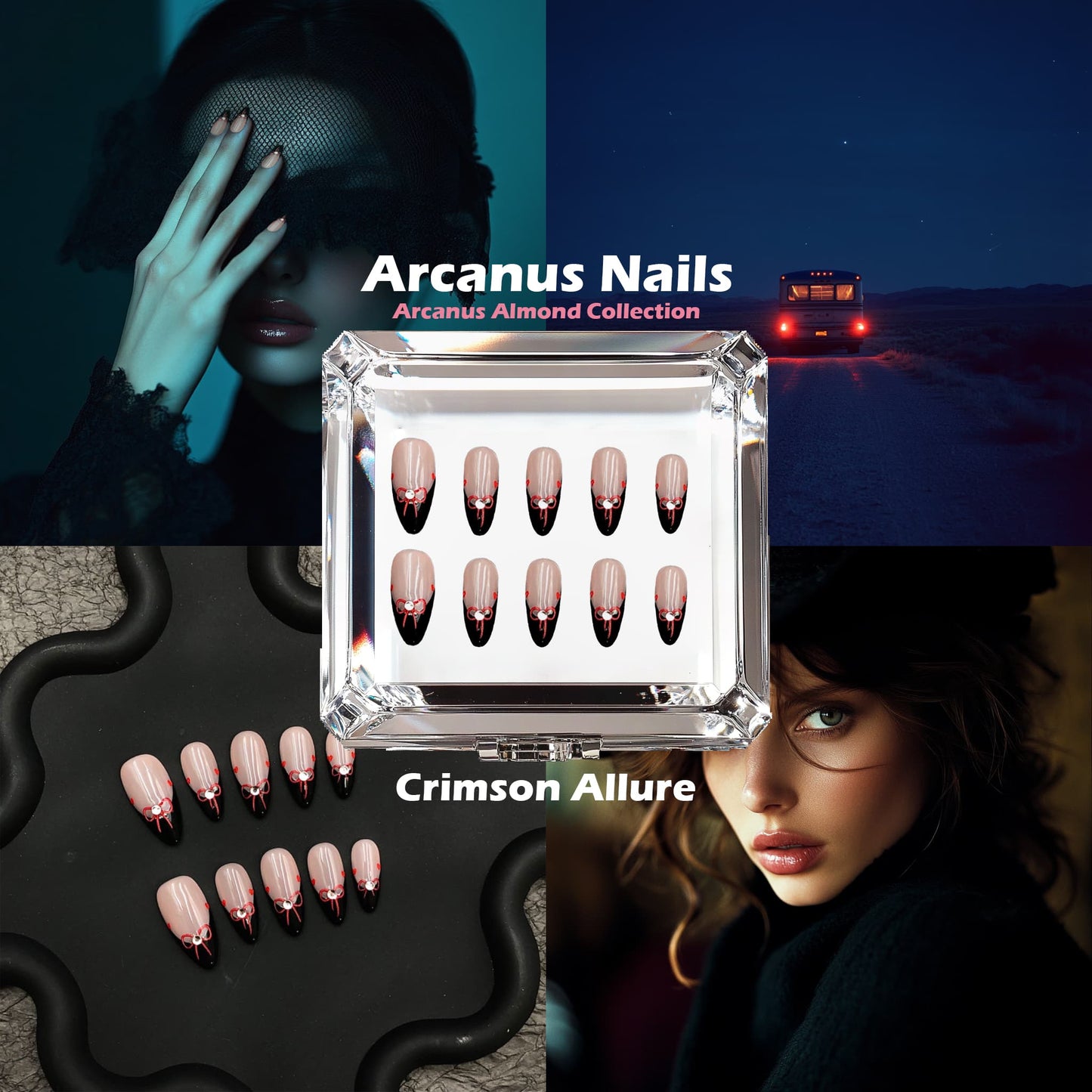 Crimson Allure Handmade Press On Nails - Arcanus Nails