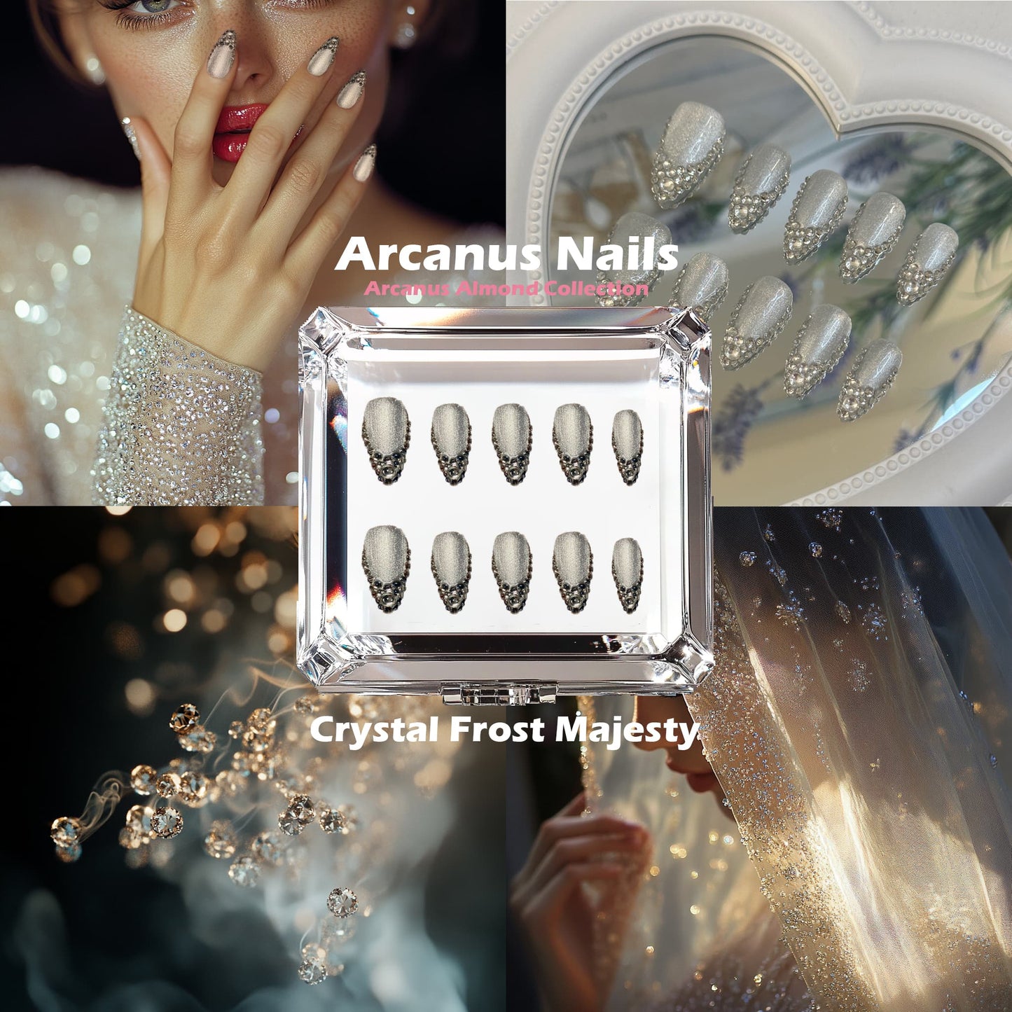 Crystal Frost Majesty Handmade Press On Nails - Arcanus Nails