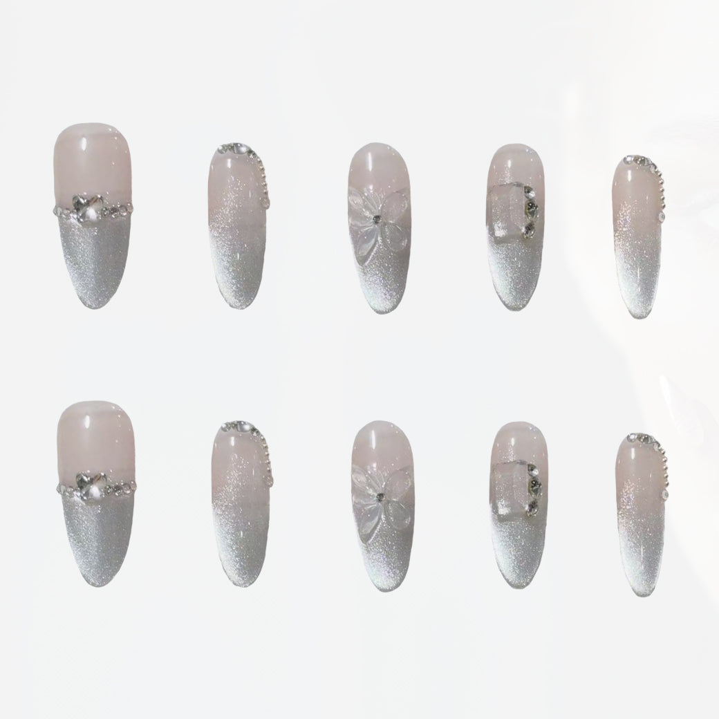 Crystal Petals Handmade Press On Nails - Arcanus Nails
