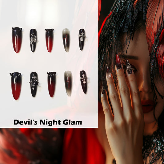 Devil's Night Glam Handmade Press On Nails - Arcanus Nails