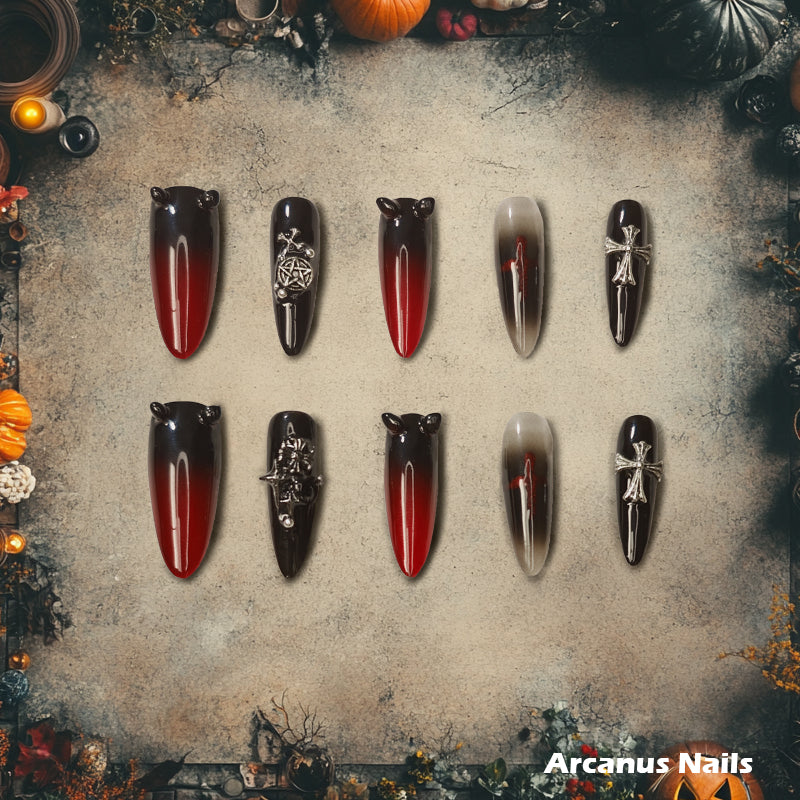 Devil's Night Glam Handmade Press On Nails - Arcanus Nails