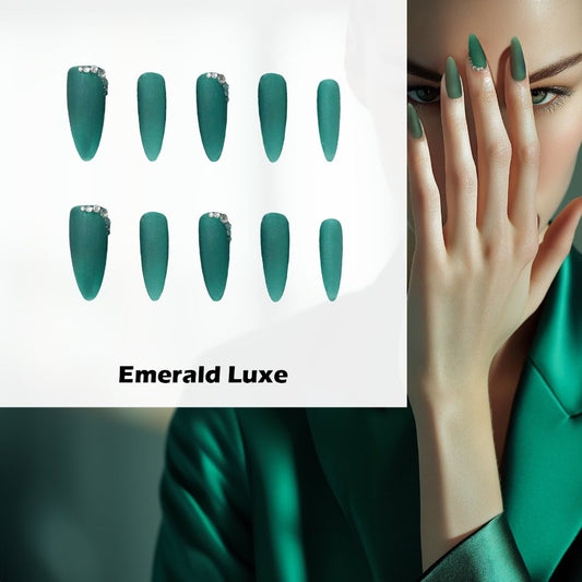 Emerald Luxe Handmade Press On Nails - Arcanus Nails