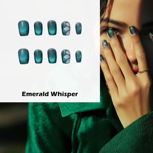 Emerald Whisper Handmade Press On Nails - Arcanus Nails
