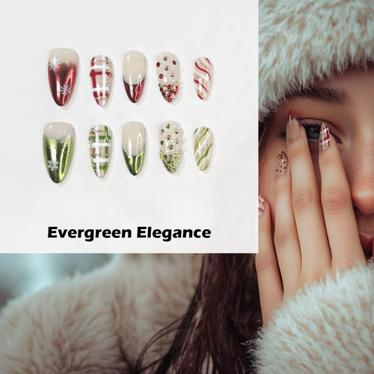 Evergreen Elegance Handmade Press On Nails - Arcanus Nails