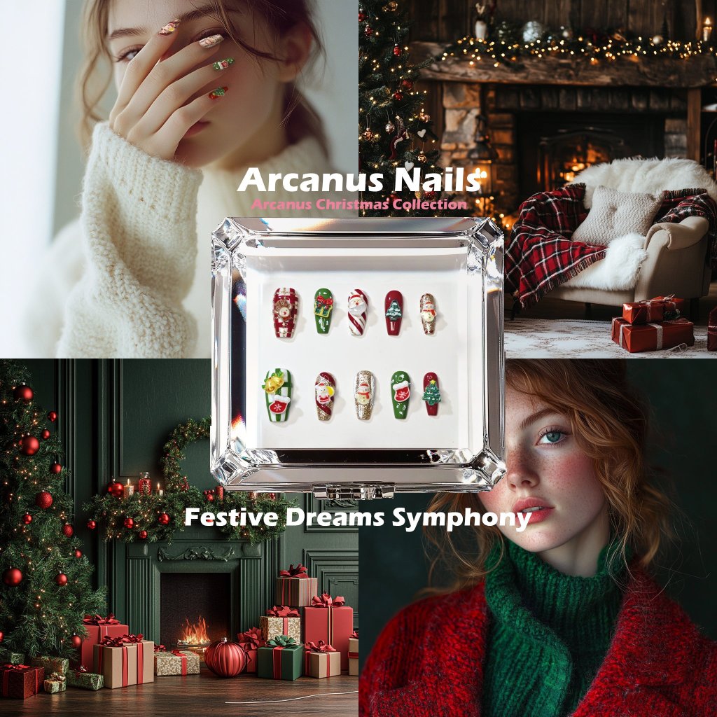 Festive Dreams Symphony Handmade Press On Nails - Arcanus Nails
