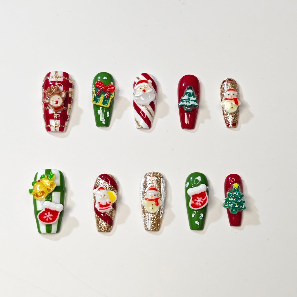 Festive Dreams Symphony Handmade Press On Nails - Arcanus Nails