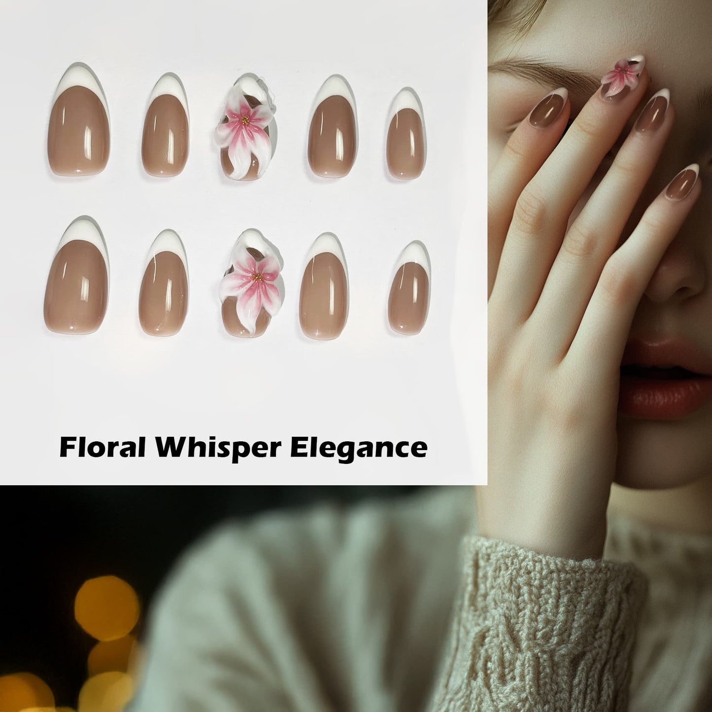 Floral Whisper Elegance Handmade Press On Nails - Arcanus Nails