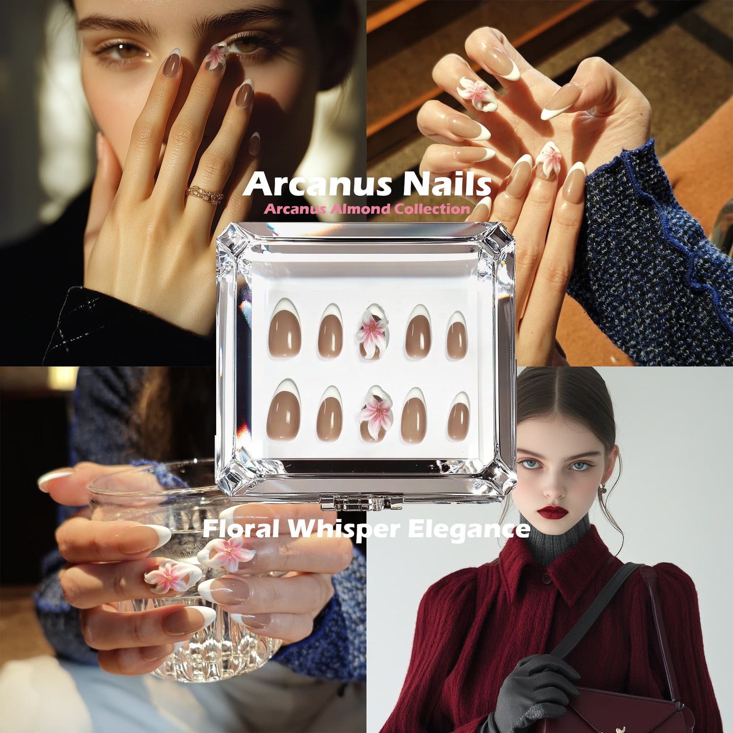 Floral Whisper Elegance Handmade Press On Nails - Arcanus Nails