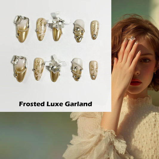 Frosted Luxe Garland Handmade Press On Nails - Arcanus Nails