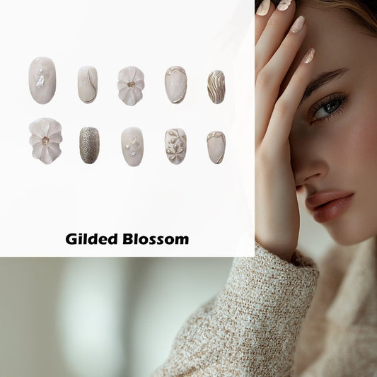 Gilded Blossom Handmade Press On Nails - Arcanus Nails