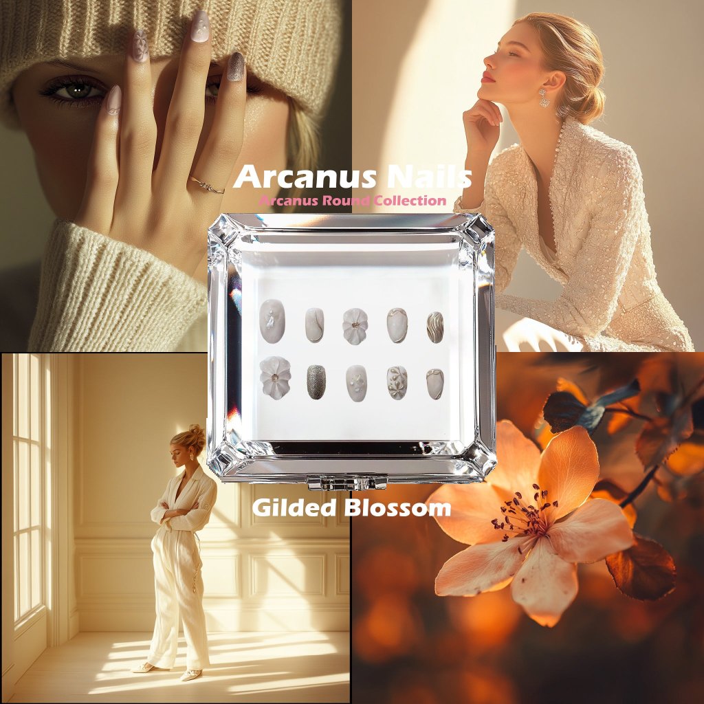 Gilded Blossom Handmade Press On Nails - Arcanus Nails
