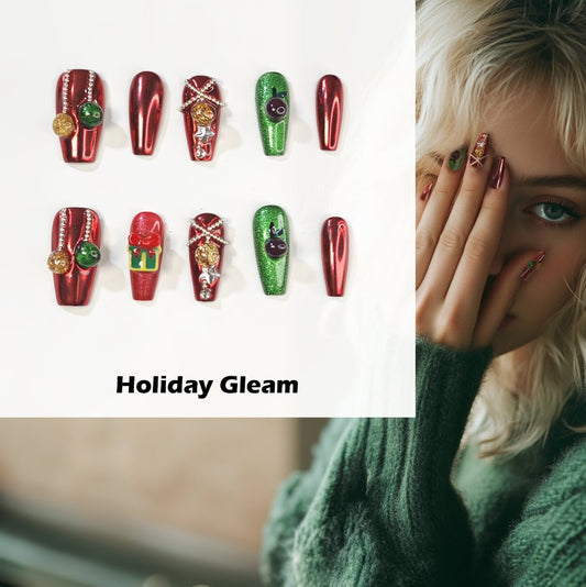 Holiday Gleam Handmade Press On Nails - Arcanus Nails