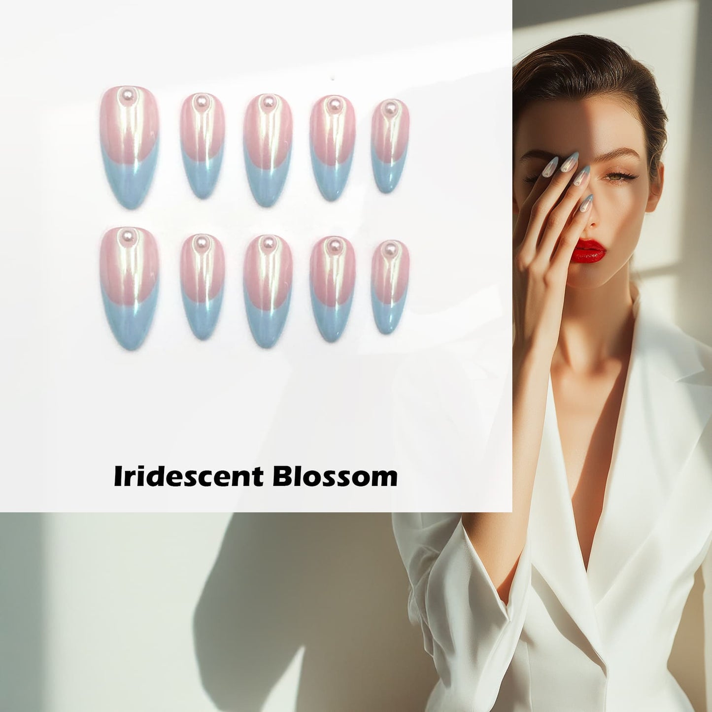 Iridescent Blossom Handmade Press On Nails - Arcanus Nails