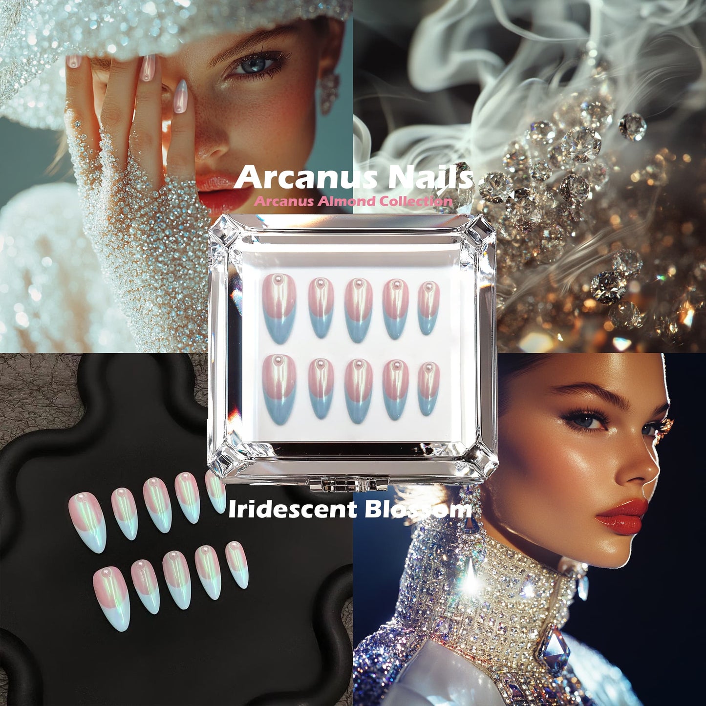 Iridescent Blossom Handmade Press On Nails - Arcanus Nails