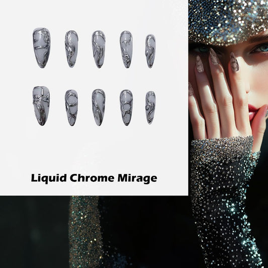 Liquid Chrome Mirage Handmade Press On Nails - Arcanus Nails