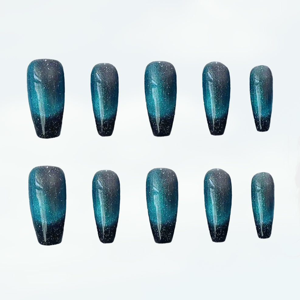 Midnight Aurora Handmade Press On Nails - Arcanus Nails