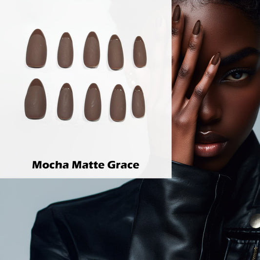 Mocha Matte Grace Handmade Press On Nails - Arcanus Nails