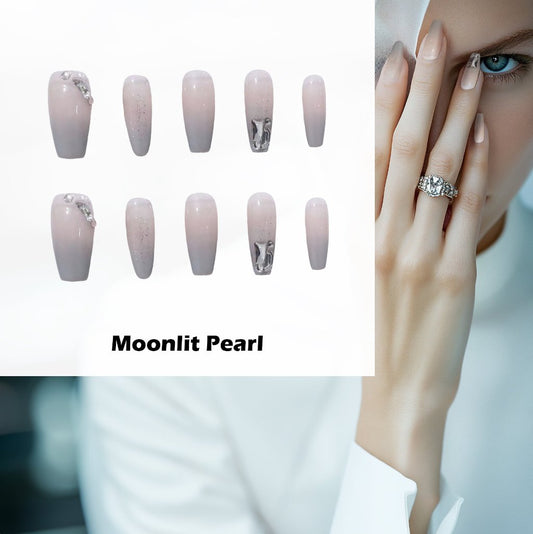 Moonlit Pearl Handmade Press On Nails - Arcanus Nails