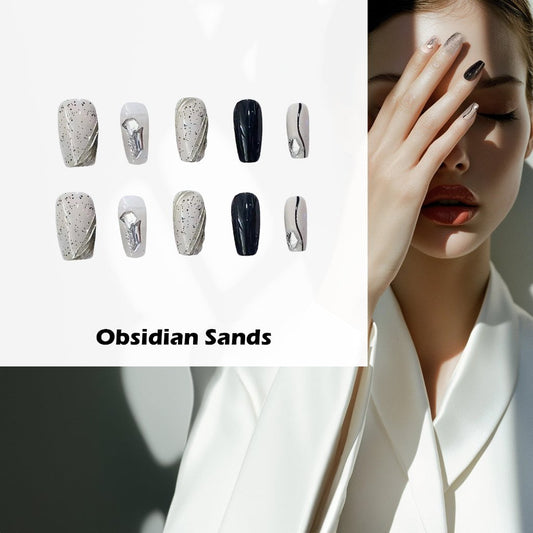 Obsidian Sands Handmade Press On Nails - Arcanus Nails