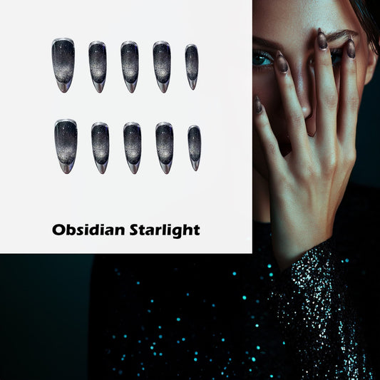 Obsidian Starlight Handmade Press On Nails - Arcanus Nails