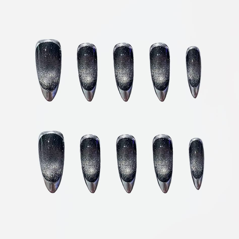 Obsidian Starlight Handmade Press On Nails - Arcanus Nails