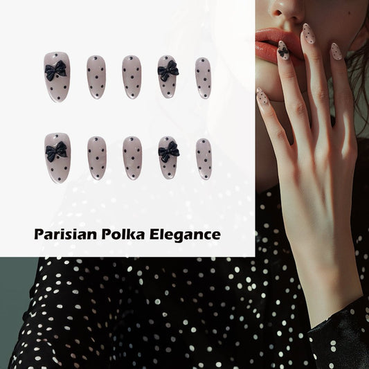 Parisian Polka Elegance Handmade Press On Nails - Arcanus Nails