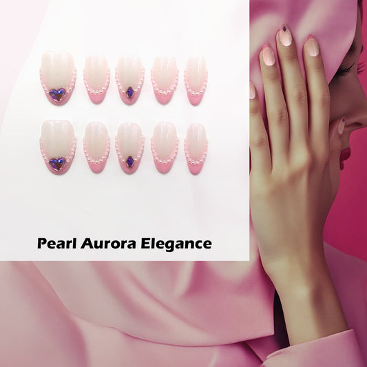 Pearl Aurora Elegance Handmade Press On Nails - Arcanus Nails