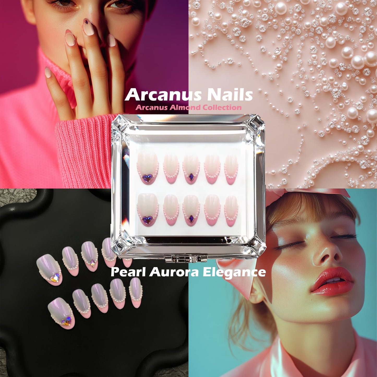 Pearl Aurora Elegance Handmade Press On Nails - Arcanus Nails