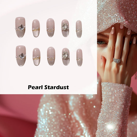 Pearl Stardust Handmade Press On Nails - Arcanus Nails