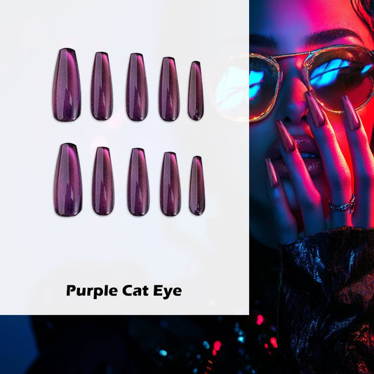 Purple Cat‘s Eye Handmade Press On Nails - Arcanus Nails