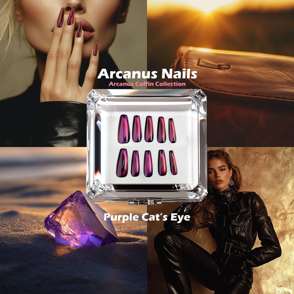 Purple Cat‘s Eye Handmade Press On Nails - Arcanus Nails
