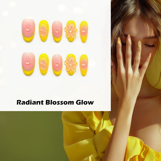 Radiant Blossom Glow Handmade Press On Nails - Arcanus Nails