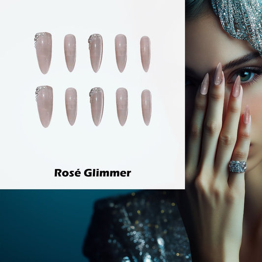 Rosé Glimmer Handmade Press On Nails - Arcanus Nails