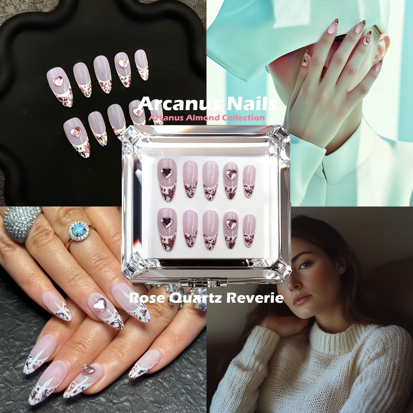 Rose Quartz Reverie Handmade Press On Nails - Arcanus Nails