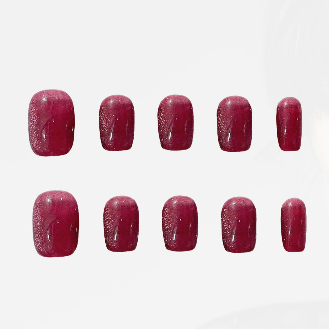 Ruby Cat Eye Handmade Press On Nails - Arcanus Nails