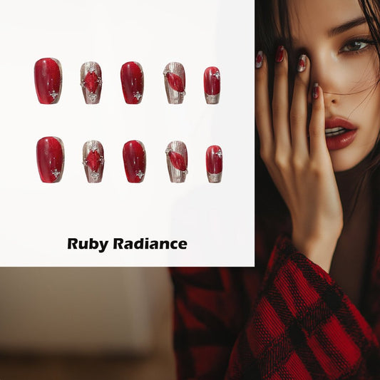 Ruby Radiance Handmade Press On Nails - Arcanus Nails