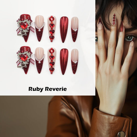 Ruby Reverie Handmade Press On Nails - Arcanus Nails