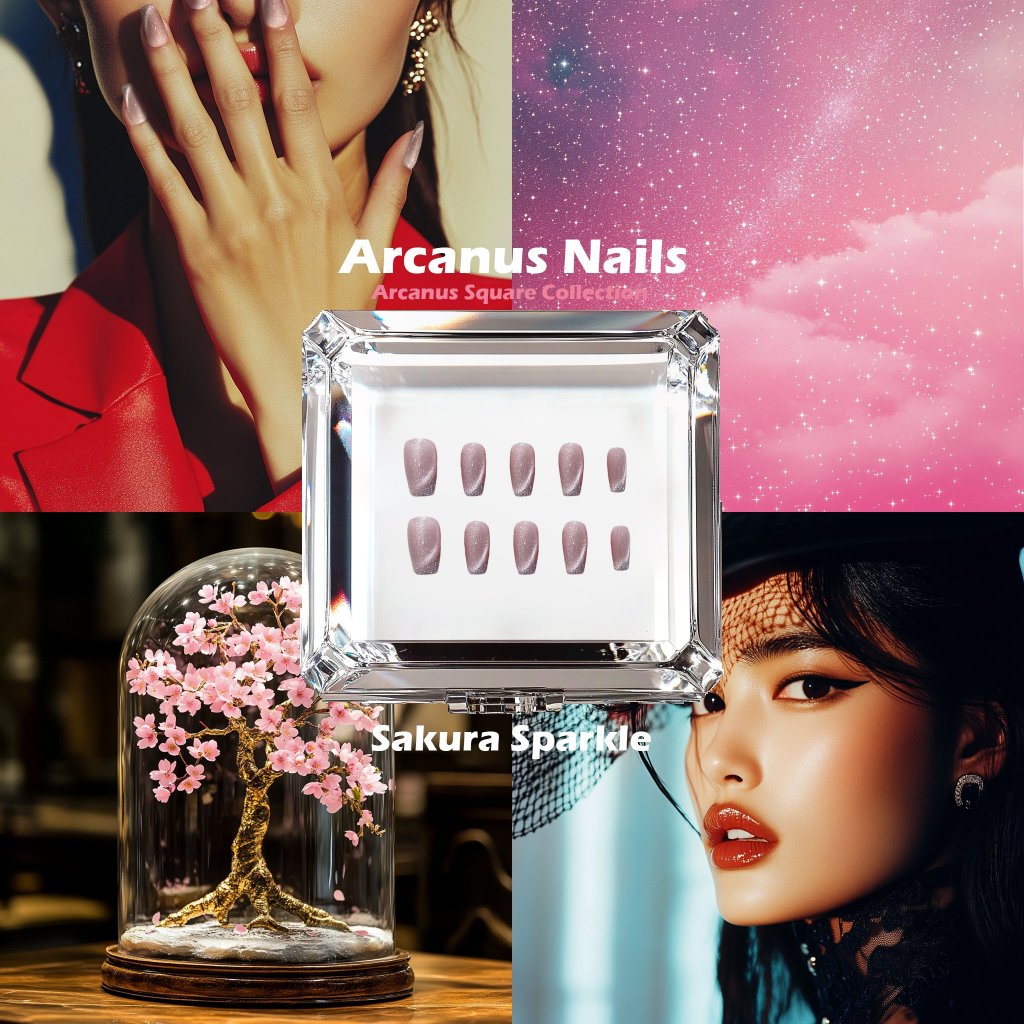 Sakura Sparkle Handmade Press On Nails - Arcanus Nails