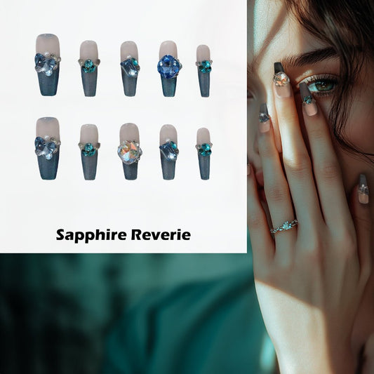 Sapphire Reverie Handmade Press On Nails - Arcanus Nails