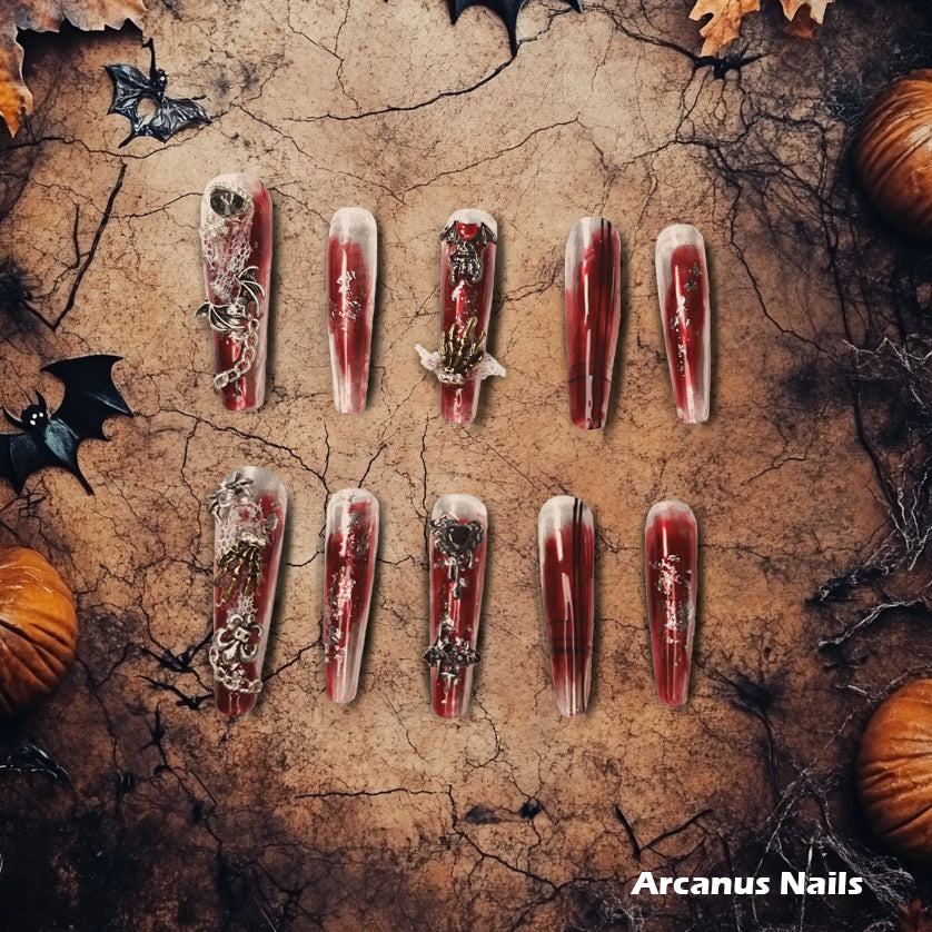 Scarlet Abyss Handmade Press On Nails - Arcanus Nails