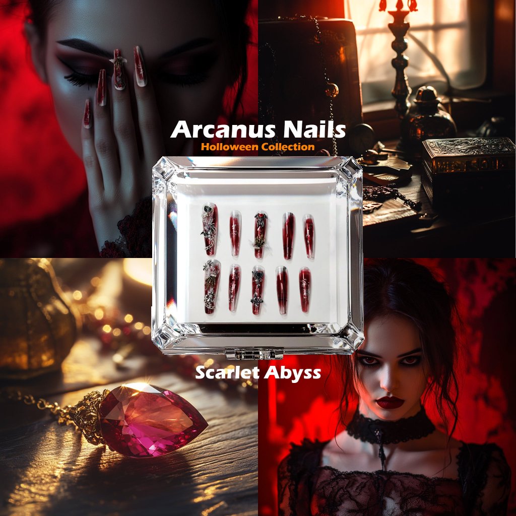 Scarlet Abyss Handmade Press On Nails - Arcanus Nails