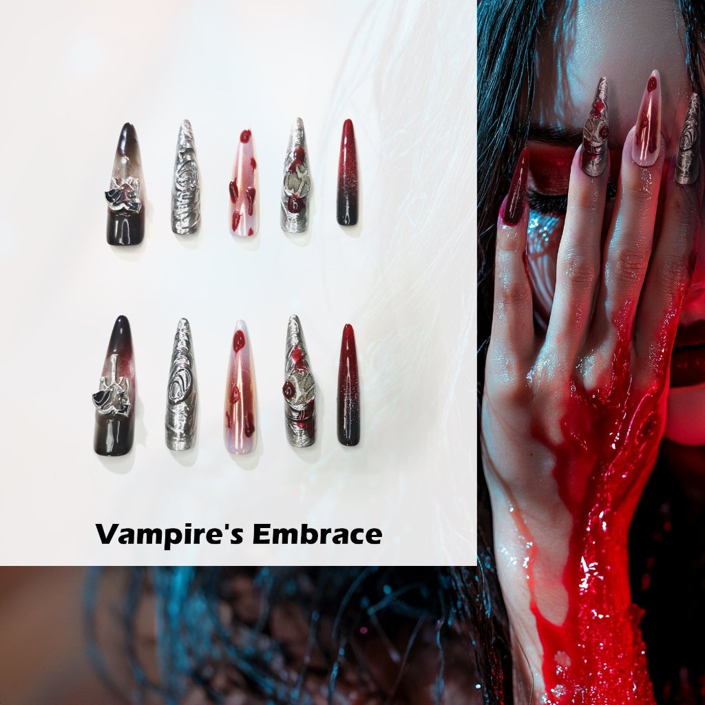 Vampire's Embrance Handmade Press On Nails - Arcanus Nails