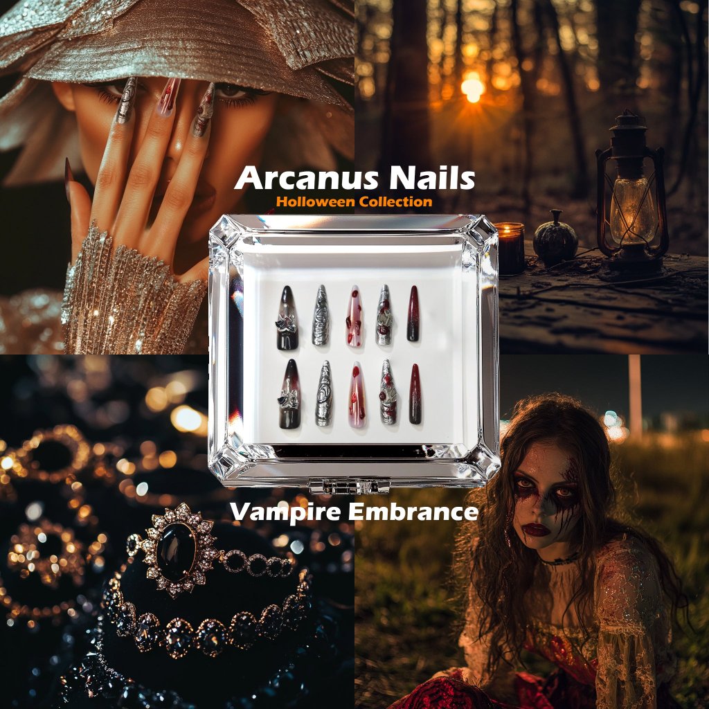 Vampire's Embrance Handmade Press On Nails - Arcanus Nails