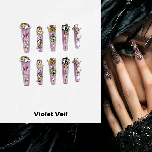 Violet Veil Handmade Press On Nails - Arcanus Nails