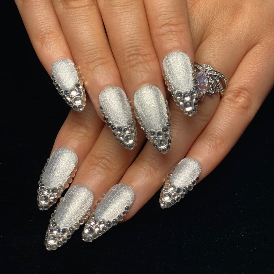 Crystal Frost Majesty Handmade Press On Nails - Arcanus Nails